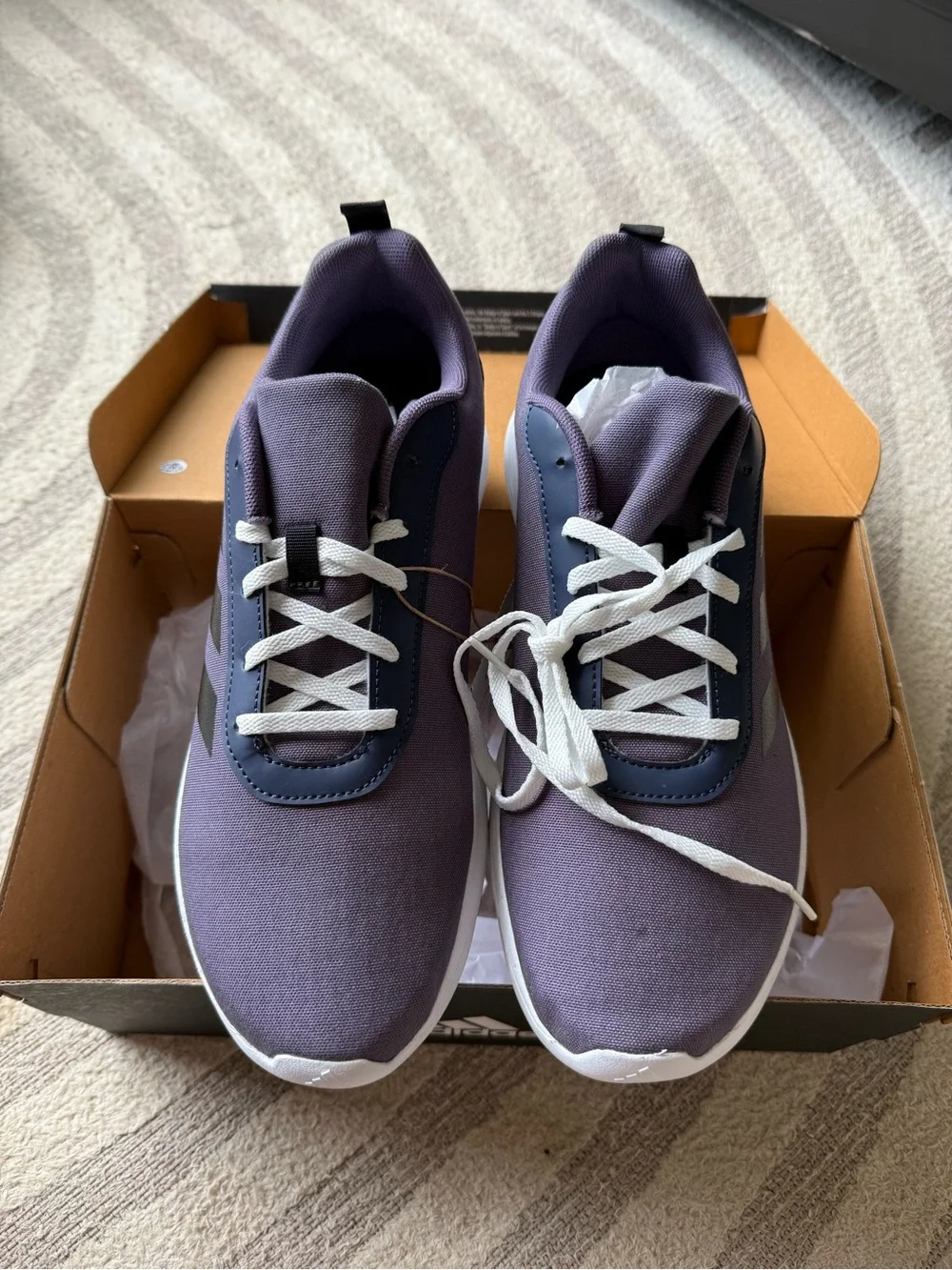 adidas Purple Athletic Running Shoes with Black Stripes